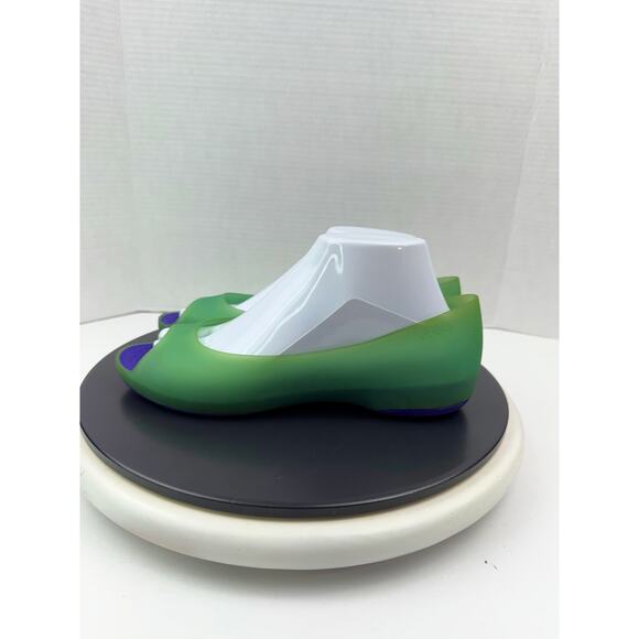 CROCS Carlie Women’s Ballet Slip On Shoes Green Purple Peep Toe Comfort Sz 9 - Picture 2 of 13